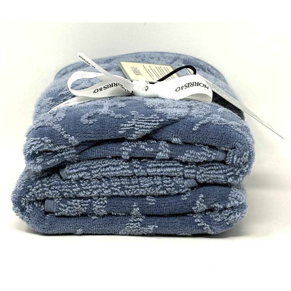 William Morris Co Hand Towels Strawberry Thief Blue Velour NWT Set Of 2 - Picture 11 of 12